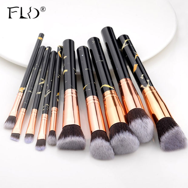 FLD Professional Makeup Brush Set Tools Powder Foundation Eyeshadow Lip Eyeliner Blush Marble Face Makeup Brushes