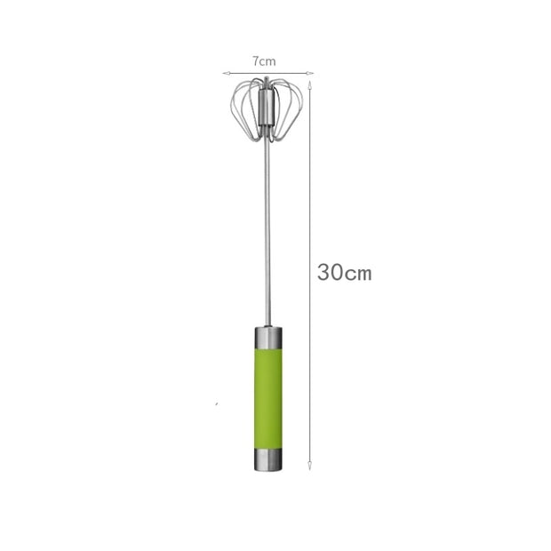 Batidor de huevos semiautomático a presión Manual, herramientas de accesorios de cocina de acero inoxidable, utensilios de crema de giro automático, batidor Manual