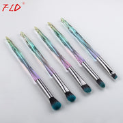 FLD 5Pcs Eye Brush Mini Diamond Makeup Brush Set Eye Shadow Lip Eyebrow Brushes High Quality Professional Lip Eyeliner Tools