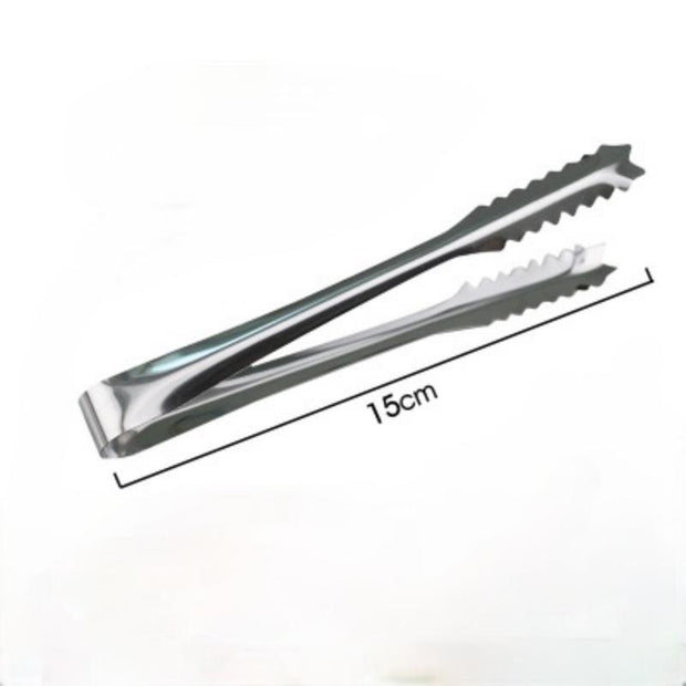 15cm/19cm Stainless Steel Kitchen Tool Stainless Steel Tongs For Barbecue Party Bar BBQ Clip Bread Food Ice Clamp Ice Tong