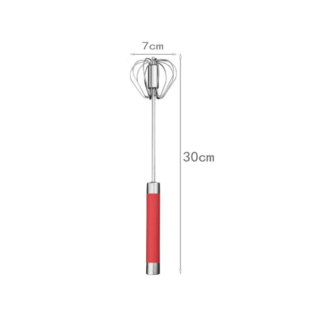 Batidor de huevos semiautomático a presión Manual, herramientas de accesorios de cocina de acero inoxidable, utensilios de crema de giro automático, batidor Manual