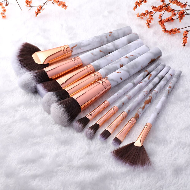 FLD Professional Makeup Brush Set Tools Powder Foundation Eyeshadow Lip Eyeliner Blush Marble Face Makeup Brushes