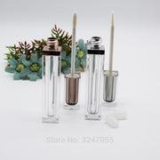 40pcs 7ML Top Grade Rose Gold Empty Lip Gloss Tube, Square Silver Lip Gloss Refillable Bottles,Plastic Liquid Lipstick Container