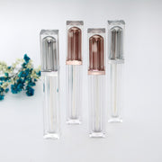 40pcs 7ML Top Grade Rose Gold Empty Lip Gloss Tube, Square Silver Lip Gloss Refillable Bottles,Plastic Liquid Lipstick Container