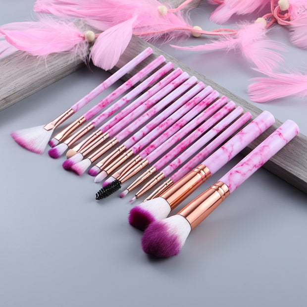 FLD Professional Makeup Brush Set Tools Powder Foundation Eyeshadow Lip Eyeliner Blush Marble Face Makeup Brushes