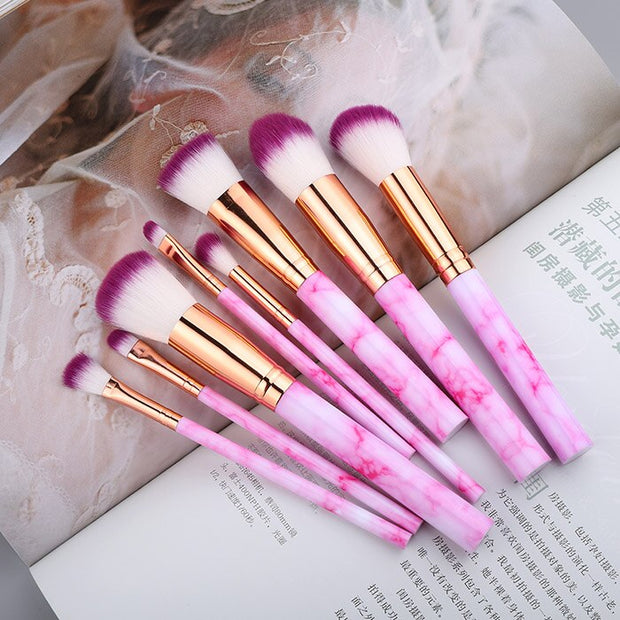 FLD Professional Makeup Brush Set Tools Powder Foundation Eyeshadow Lip Eyeliner Blush Marble Face Makeup Brushes