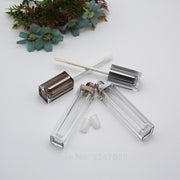 40pcs 7ML Top Grade Rose Gold Empty Lip Gloss Tube, Square Silver Lip Gloss Refillable Bottles,Plastic Liquid Lipstick Container