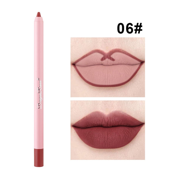 12 Colors Nude Matte Lipstick Pen Lip Liner Pencil Waterproof Long Lasting Lipgloss Plum Pink Plump Lip Stain Korean Makeup YZL9