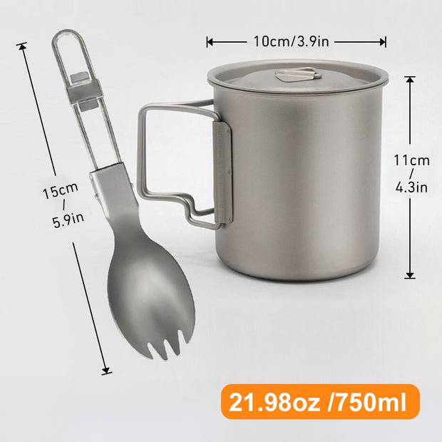 Camping Mug Titanium Cup Tourist Tableware Picnic Utensils Outdoor Kitchen Equipment With Tableware Travel Cooking Set Cookware