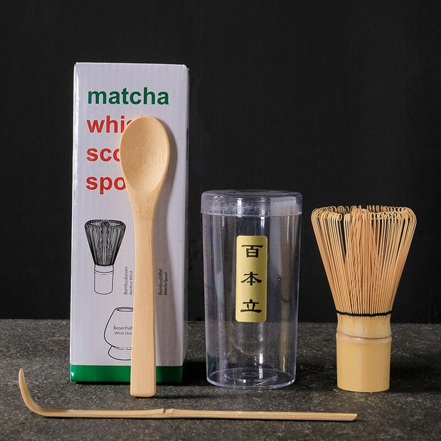 4 in 1 Matcha Set Bamboo Whisk Teaspoon Ceramic Bowl Tranditional Tea Sets Home Tea-making Tools Accessories Birthday Gifts