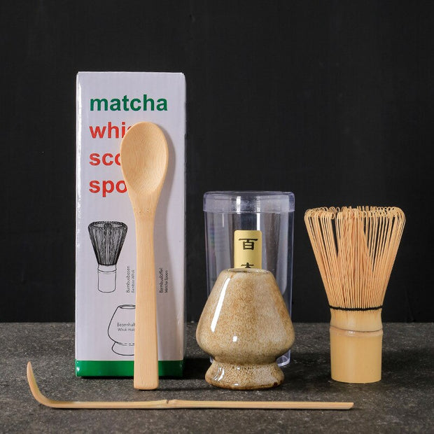 4 in 1 Matcha Set Bamboo Whisk Teaspoon Ceramic Bowl Tranditional Tea Sets Home Tea-making Tools Accessories Birthday Gifts