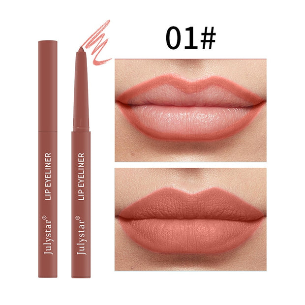 12 Colors Nude Matte Lipstick Pen Lip Liner Pencil Waterproof Long Lasting Lipgloss Plum Pink Plump Lip Stain Korean Makeup YZL9