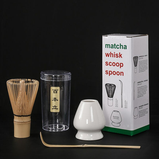 4 in 1 Matcha Set Bamboo Whisk Teaspoon Ceramic Bowl Tranditional Tea Sets Home Tea-making Tools Accessories Birthday Gifts