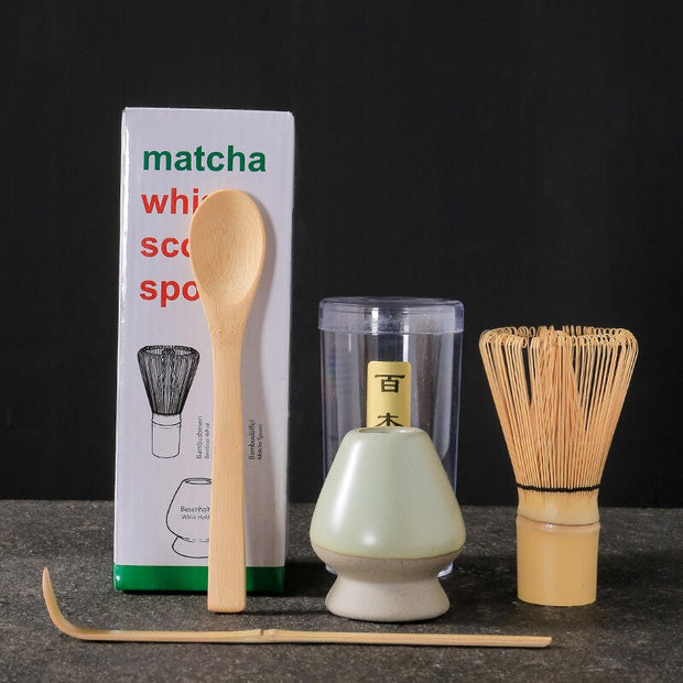 4 in 1 Matcha Set Bamboo Whisk Teaspoon Ceramic Bowl Tranditional Tea Sets Home Tea-making Tools Accessories Birthday Gifts