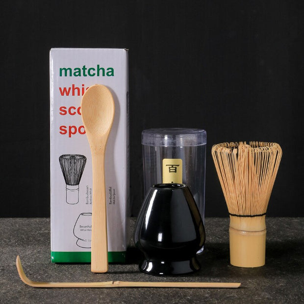 4 in 1 Matcha Set Bamboo Whisk Teaspoon Ceramic Bowl Tranditional Tea Sets Home Tea-making Tools Accessories Birthday Gifts