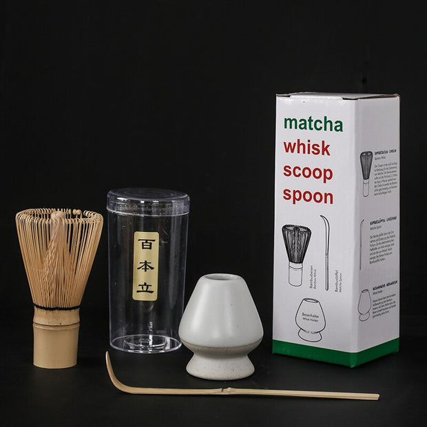 4 in 1 Matcha Set Bamboo Whisk Teaspoon Ceramic Bowl Tranditional Tea Sets Home Tea-making Tools Accessories Birthday Gifts