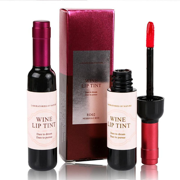 Wine Lips Tint 6-Colors Wine-Bottle Design Lip Gloss Waterproof Lip Stain Matte Liquid Lip Glaze Long Wear Lips Makeup Supply