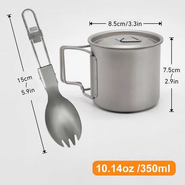 Camping Mug Titanium Cup Tourist Tableware Picnic Utensils Outdoor Kitchen Equipment With Tableware Travel Cooking Set Cookware