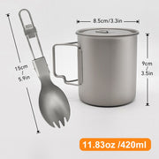 Camping Mug Titanium Cup Tourist Tableware Picnic Utensils Outdoor Kitchen Equipment With Tableware Travel Cooking Set Cookware