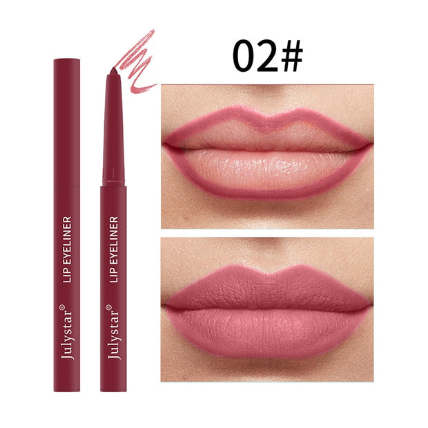 12 Colors Nude Matte Lipstick Pen Lip Liner Pencil Waterproof Long Lasting Lipgloss Plum Pink Plump Lip Stain Korean Makeup YZL9