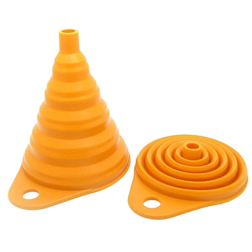 New Arrival Mini Silicone Gel Foldable Collapsible Style Funnel Hopper Practical Kitchen Tool