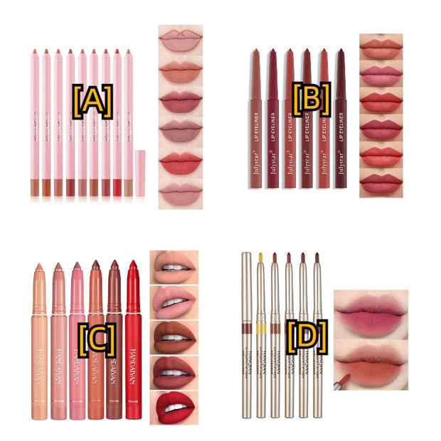 12 Colors Nude Matte Lipstick Pen Lip Liner Pencil Waterproof Long Lasting Lipgloss Plum Pink Plump Lip Stain Korean Makeup YZL9