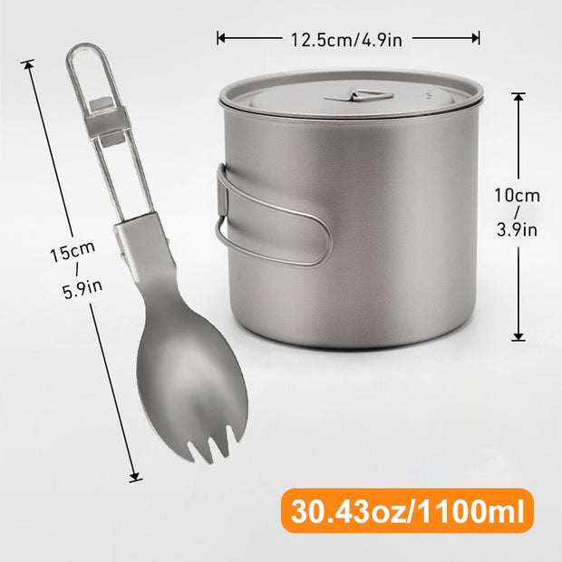 Camping Mug Titanium Cup Tourist Tableware Picnic Utensils Outdoor Kitchen Equipment With Tableware Travel Cooking Set Cookware