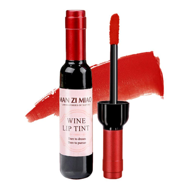 Wine Lips Tint 6-Colors Wine-Bottle Design Lip Gloss Waterproof Lip Stain Matte Liquid Lip Glaze Long Wear Lips Makeup Supply