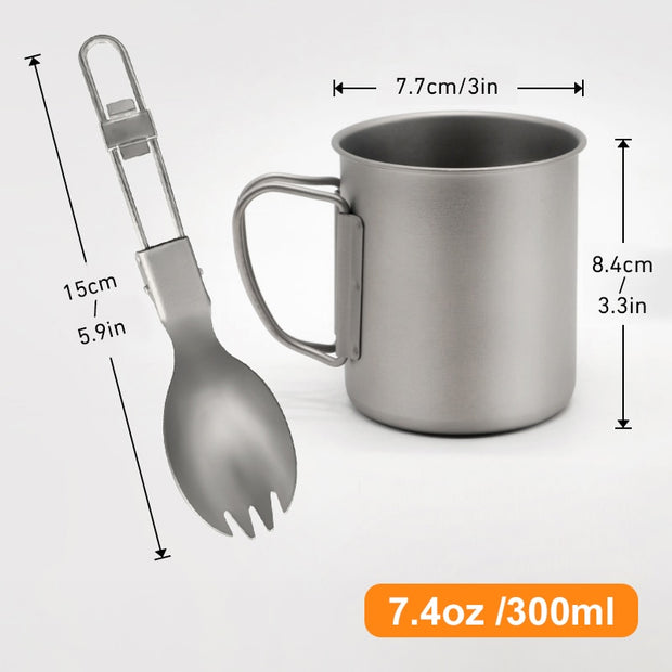 Camping Mug Titanium Cup Tourist Tableware Picnic Utensils Outdoor Kitchen Equipment With Tableware Travel Cooking Set Cookware