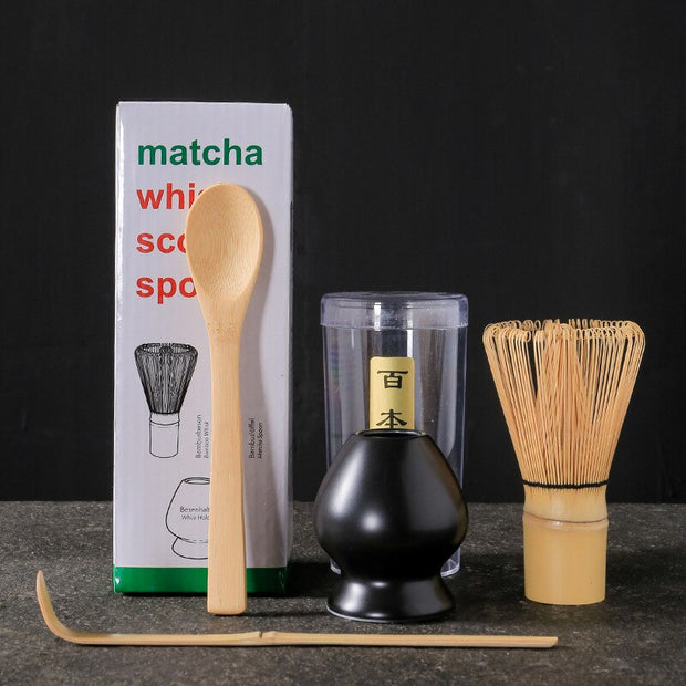 4 in 1 Matcha Set Bamboo Whisk Teaspoon Ceramic Bowl Tranditional Tea Sets Home Tea-making Tools Accessories Birthday Gifts