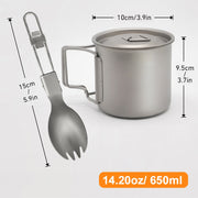 Camping Mug Titanium Cup Tourist Tableware Picnic Utensils Outdoor Kitchen Equipment With Tableware Travel Cooking Set Cookware