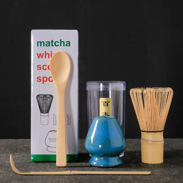 4 in 1 Matcha Set Bamboo Whisk Teaspoon Ceramic Bowl Tranditional Tea Sets Home Tea-making Tools Accessories Birthday Gifts