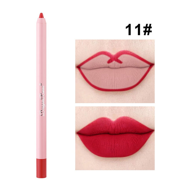 12 Colors Nude Matte Lipstick Pen Lip Liner Pencil Waterproof Long Lasting Lipgloss Plum Pink Plump Lip Stain Korean Makeup YZL9