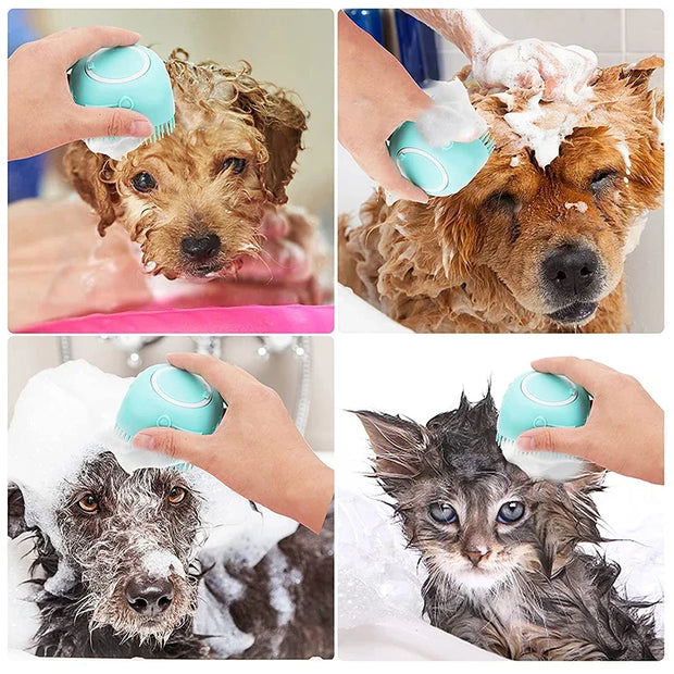 Silicone Dog Cat Shower Brush Pet Shampoo