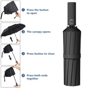 12K Double Bones Umbrella for Men Women Wind Resistance Business Large Rain Sun Folding Umbrella Travel Essentials Car Male