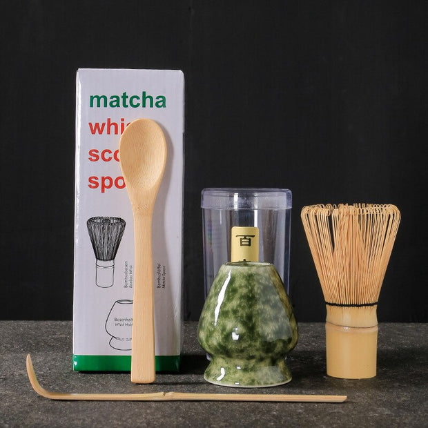 4 in 1 Matcha Set Bamboo Whisk Teaspoon Ceramic Bowl Tranditional Tea Sets Home Tea-making Tools Accessories Birthday Gifts