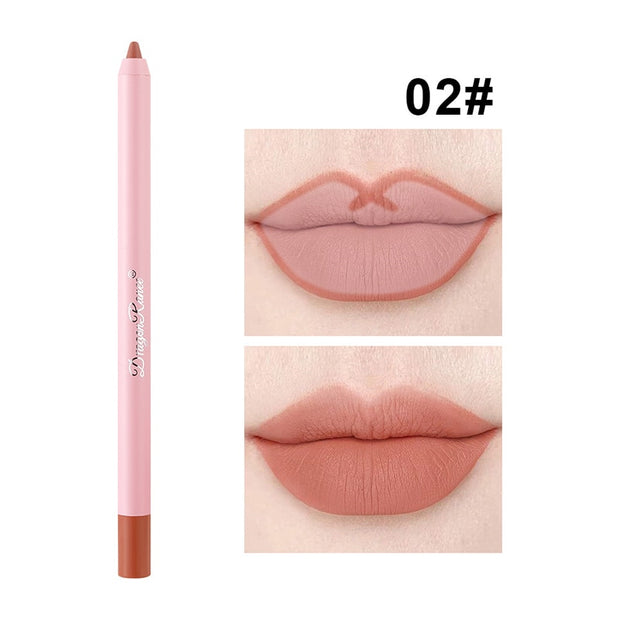 12 Colors Nude Matte Lipstick Pen Lip Liner Pencil Waterproof Long Lasting Lipgloss Plum Pink Plump Lip Stain Korean Makeup YZL9