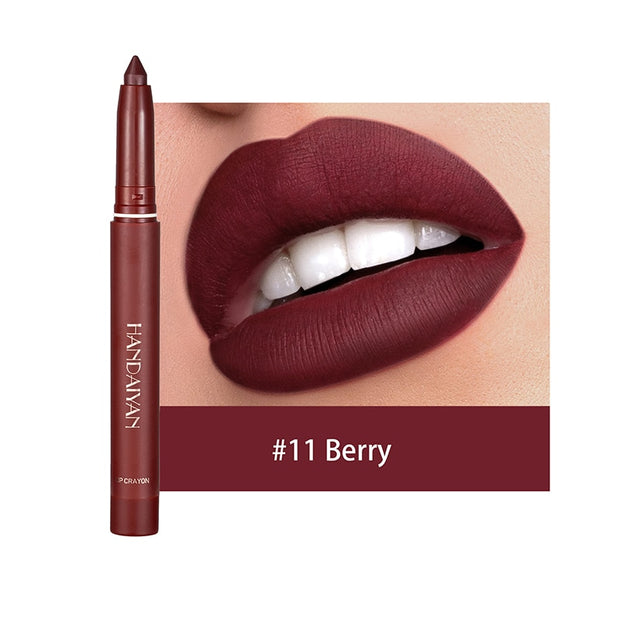 12 Colors Nude Matte Lipstick Pen Lip Liner Pencil Waterproof Long Lasting Lipgloss Plum Pink Plump Lip Stain Korean Makeup YZL9