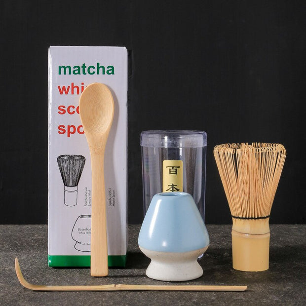 4 in 1 Matcha Set Bamboo Whisk Teaspoon Ceramic Bowl Tranditional Tea Sets Home Tea-making Tools Accessories Birthday Gifts