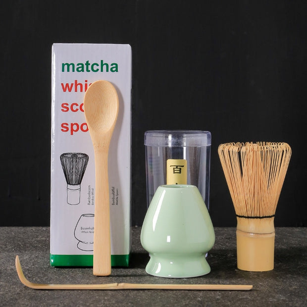 4 in 1 Matcha Set Bamboo Whisk Teaspoon Ceramic Bowl Tranditional Tea Sets Home Tea-making Tools Accessories Birthday Gifts