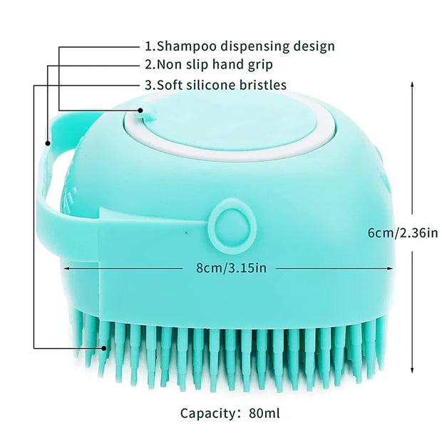 Silicone Dog Cat Shower Brush Pet Shampoo