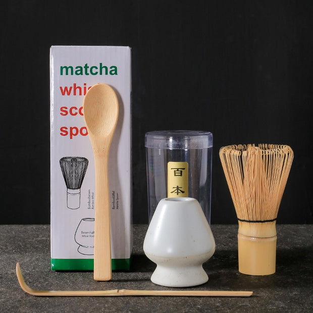 4 in 1 Matcha Set Bamboo Whisk Teaspoon Ceramic Bowl Tranditional Tea Sets Home Tea-making Tools Accessories Birthday Gifts