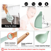 Silicone Kitchen Utensils Set Non-Stick Cookware for Kitchen Wooden Handle Spatula Egg Beaters Kitchenware Kitchen Accessories