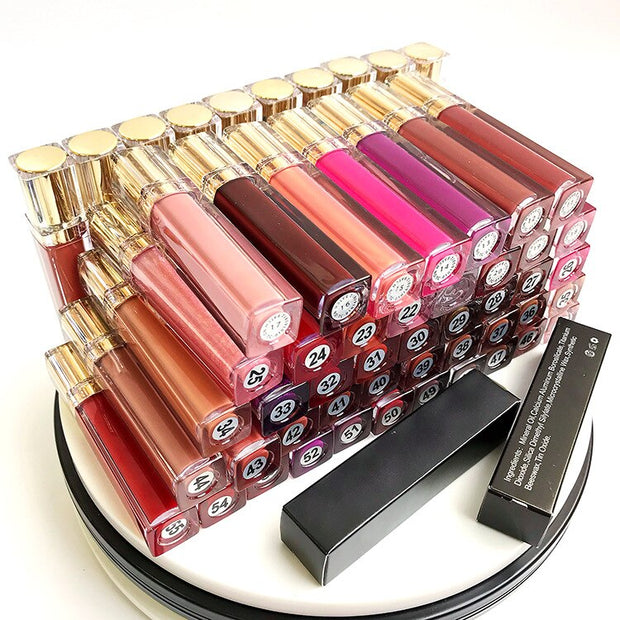 50pcs/lot Private Label Lipgloss Wholesale Moisturizing Shiny Glitter Glossy Makeup Lip Gloss Custom Liquid Lipstick Bulk