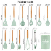 Silicone Kitchen Utensils Set Non-Stick Cookware for Kitchen Wooden Handle Spatula Egg Beaters Kitchenware Kitchen Accessories