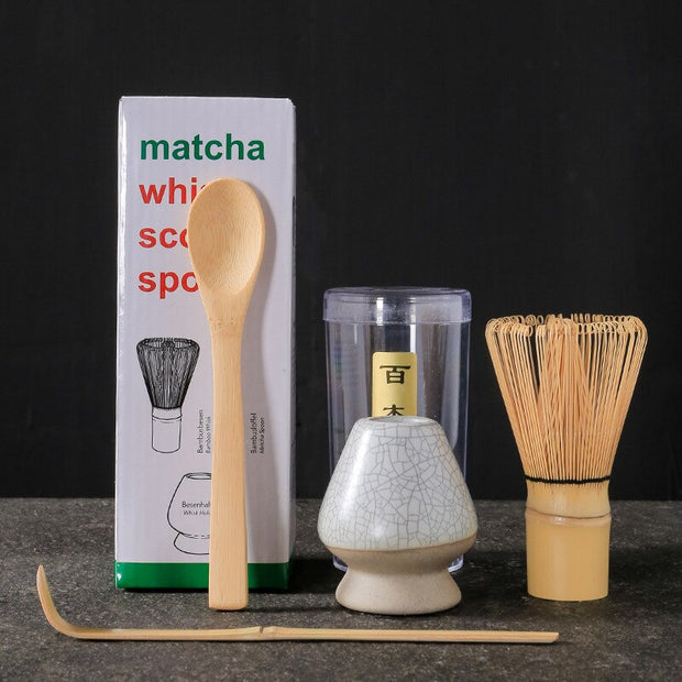 4 in 1 Matcha Set Bamboo Whisk Teaspoon Ceramic Bowl Tranditional Tea Sets Home Tea-making Tools Accessories Birthday Gifts