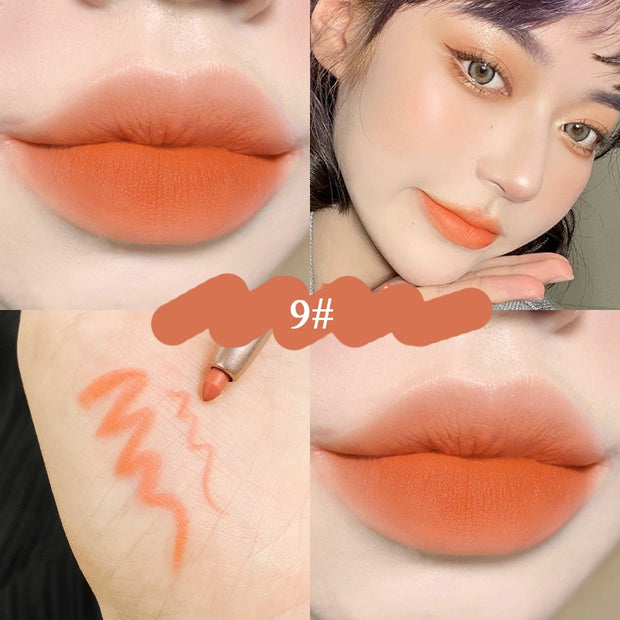 12 Colors Nude Matte Lipstick Pen Lip Liner Pencil Waterproof Long Lasting Lipgloss Plum Pink Plump Lip Stain Korean Makeup YZL9