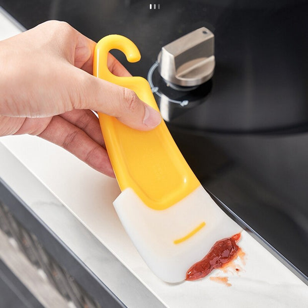 3Pcs Kitchen Scraper Oil Stain Cleaning Silicone Spatula Cake Baking Pastry Gadgets Dirty Pan Pot Dishes Cleaner Tools Scraper