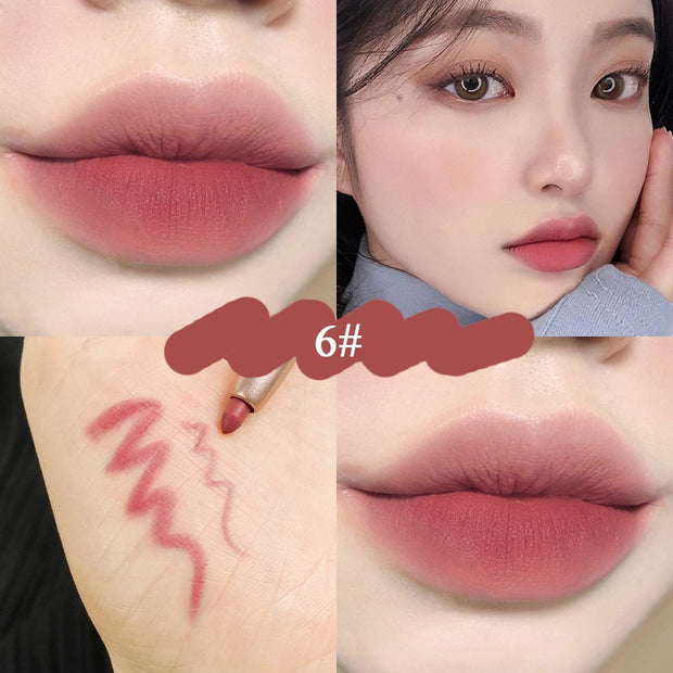 12 Colors Nude Matte Lipstick Pen Lip Liner Pencil Waterproof Long Lasting Lipgloss Plum Pink Plump Lip Stain Korean Makeup YZL9