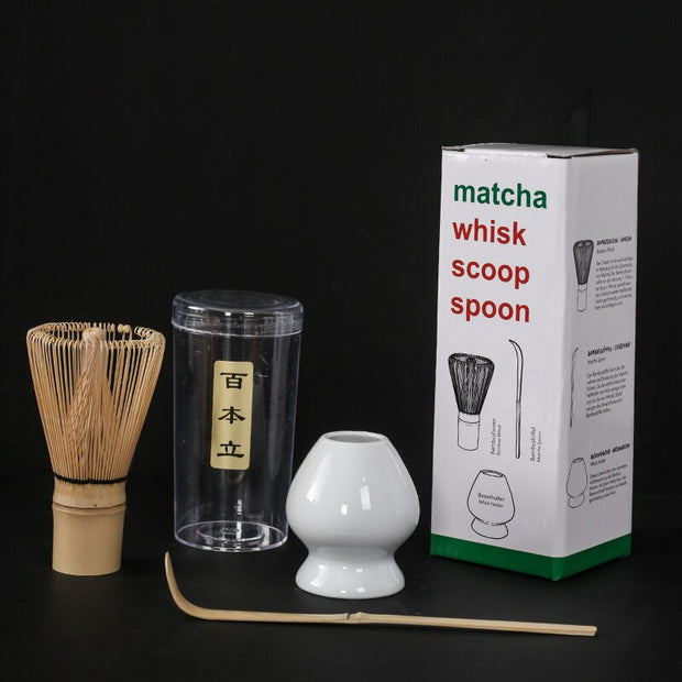 4 in 1 Matcha Set Bamboo Whisk Teaspoon Ceramic Bowl Tranditional Tea Sets Home Tea-making Tools Accessories Birthday Gifts